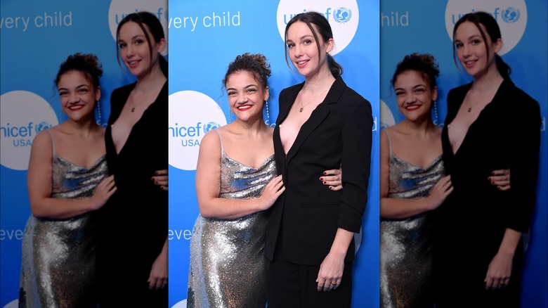 Laurie Hernandez smiling with partner Charlotte Drury 