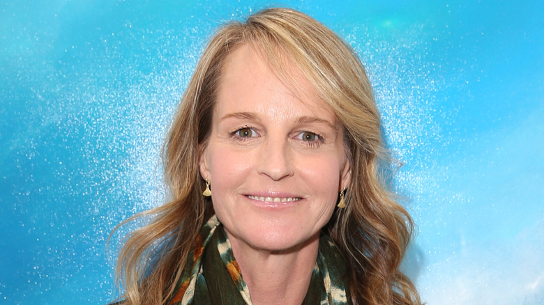 Helen Hunt with a blue background