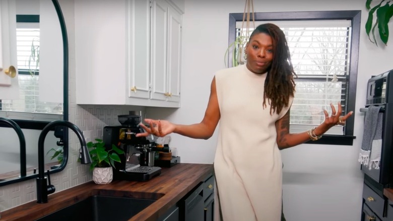 Carmeon Hamilton in her kitchen