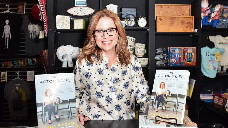 Jenna Fischer smiling at a book signing