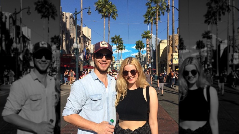 Jeremy Sumpter and Rachel Hurd-Wood smiling at Disneyland