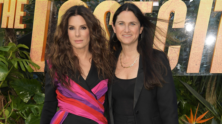 Sandra Bullock and Liza Chasin posing at the "Lost City" London premiere