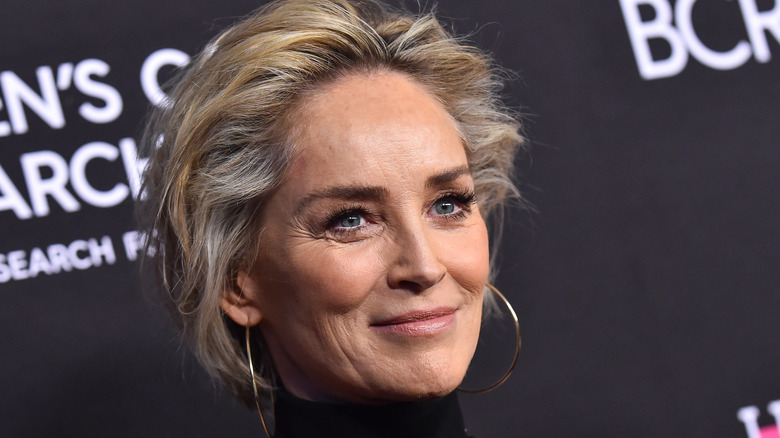 Sharon Stone poses on the red carpet