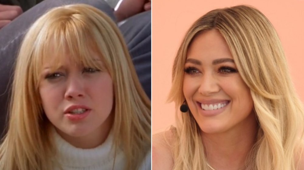 Split image of Hilary Duff in Cheaper by the Dozen and now