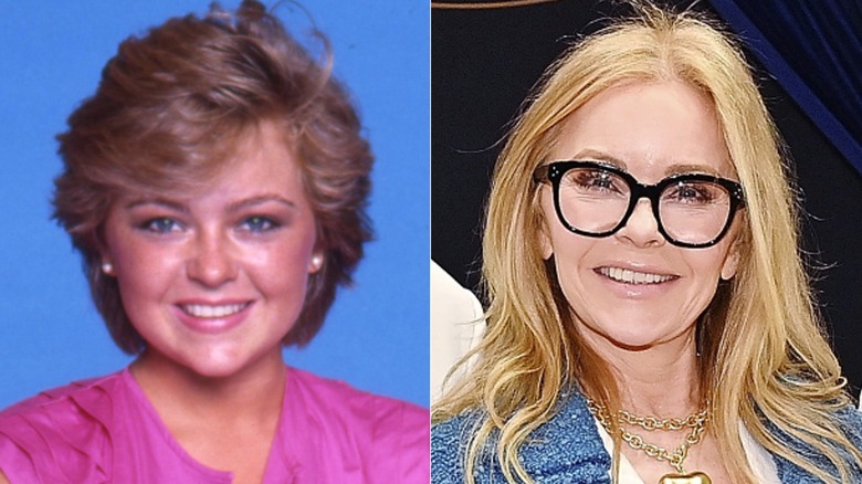 (Left) Jill Whelan in 1984 & (Right) Jill Whelan wearing black glasses in 2022