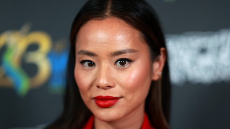 Jamie Chung wearing red lipstick