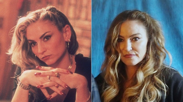 Drea de Matteo acting on The Sopranos and posing in 2023