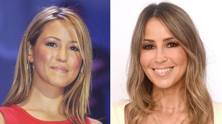 Rachel Stevens posing in 2000s vs 2023