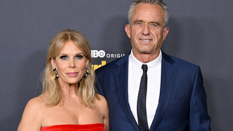 Cheryl Hines strapless red dress with RFK Jr.