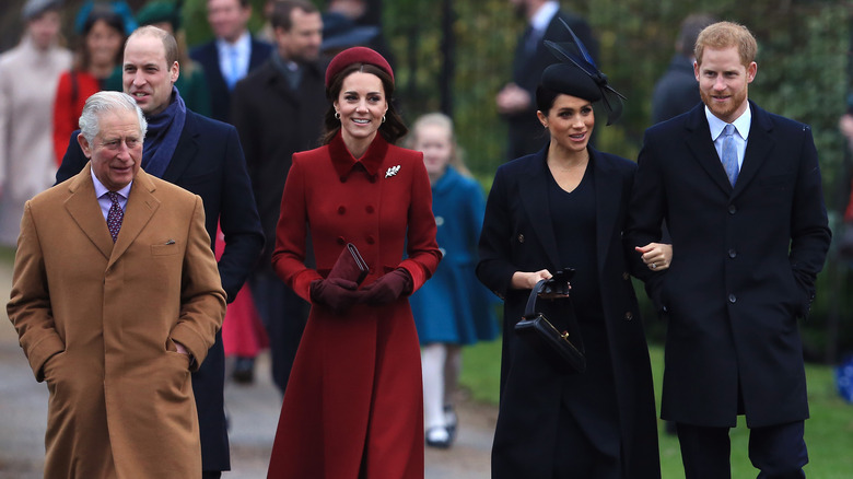 The royal family walks together