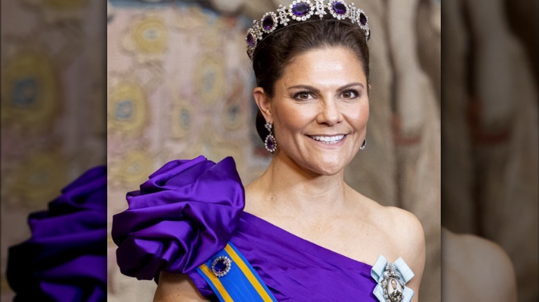 Crown Princess Victoria of Sweden during the state banquet