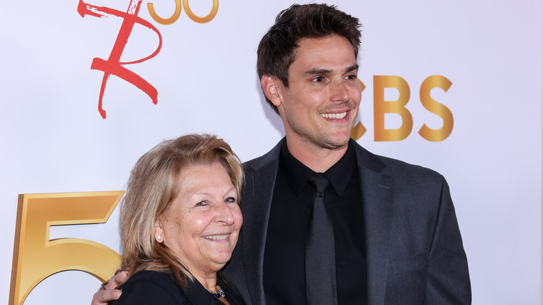 Mark Grossman and his mom on the red carpet