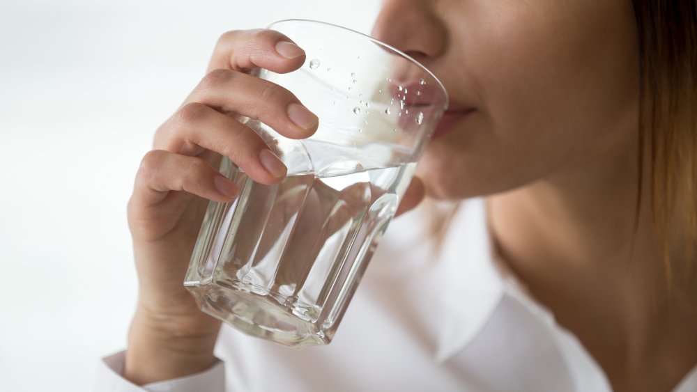 woman drinking water