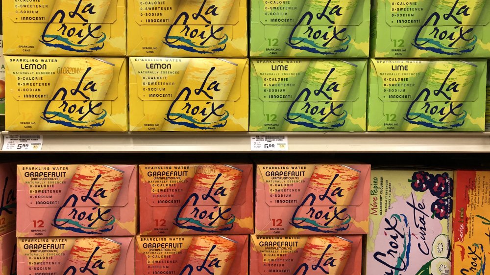 Boxes of LaCroix on grocery store shelves