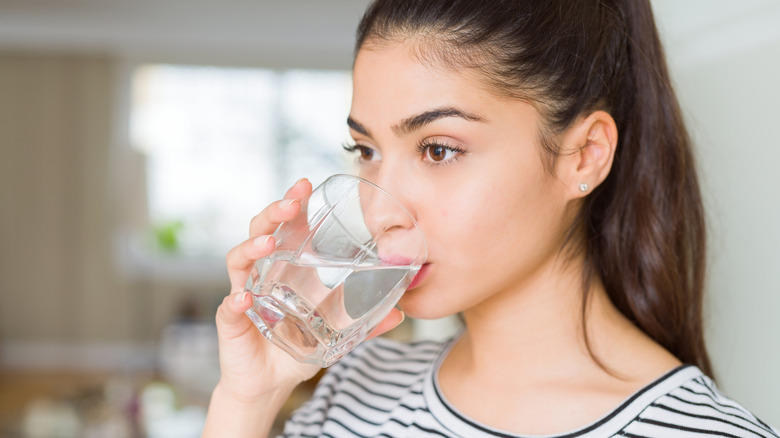 woman drinking water