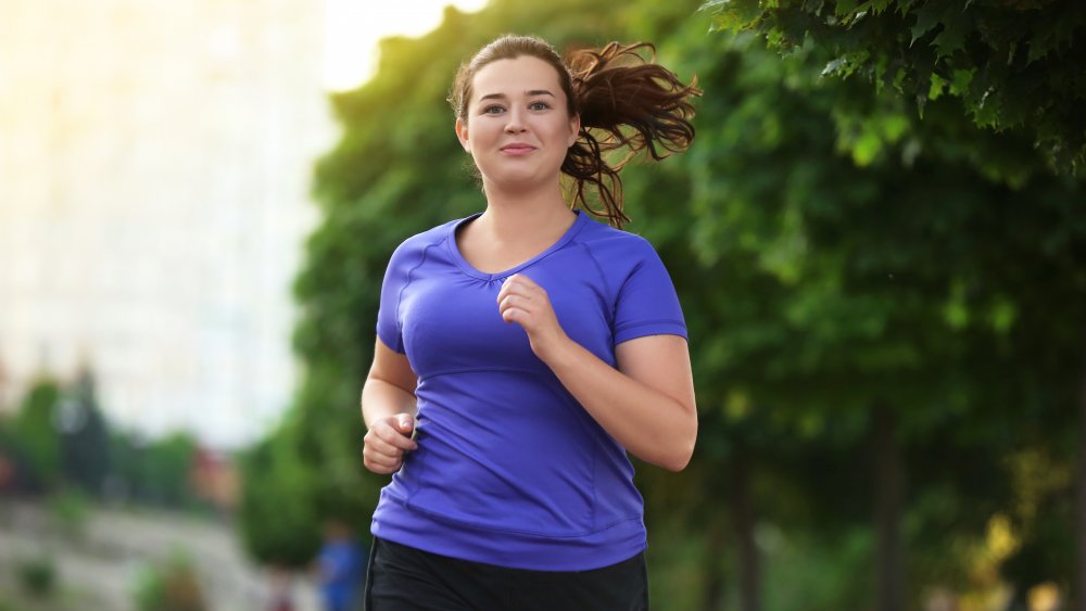 A woman going jogging