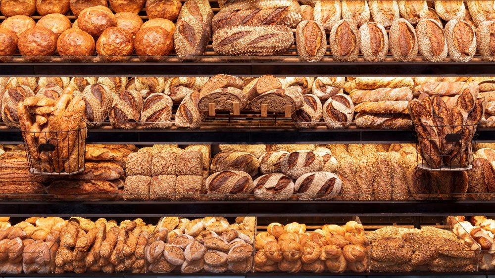 Loaves of bread at a bakery