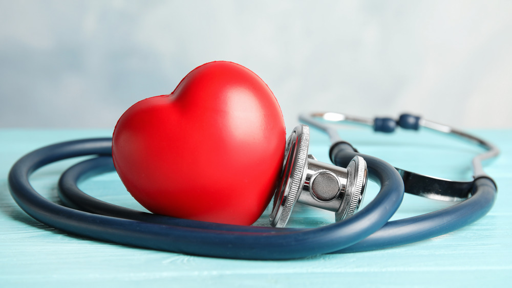 Red heart and a stethoscope