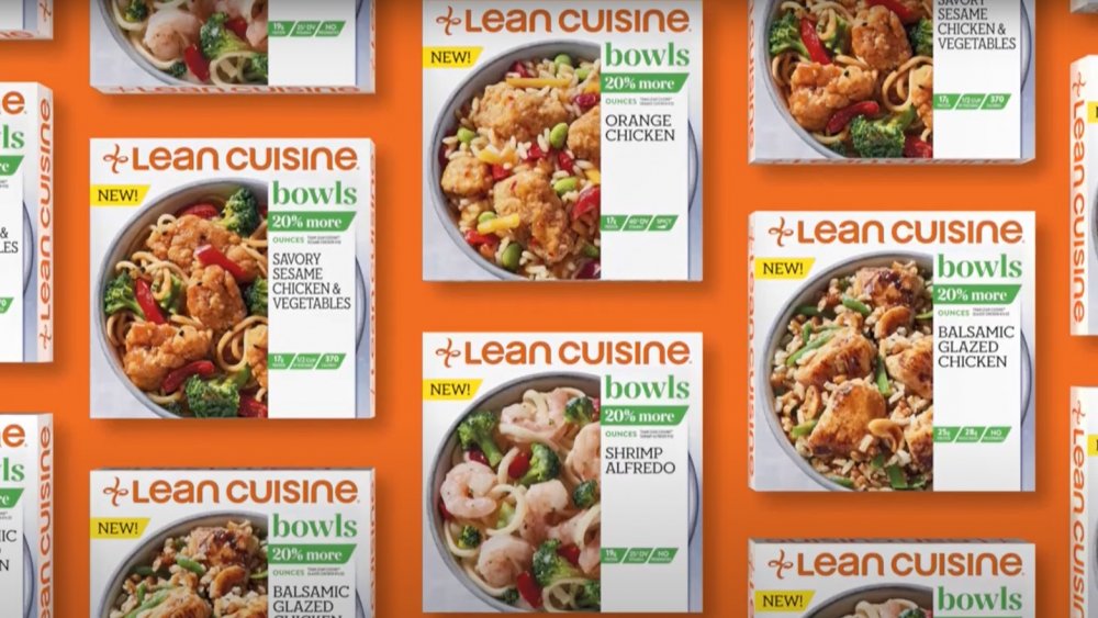 Lean Cuisine meals on an orange background