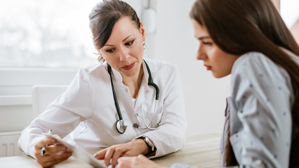 Woman at doctor