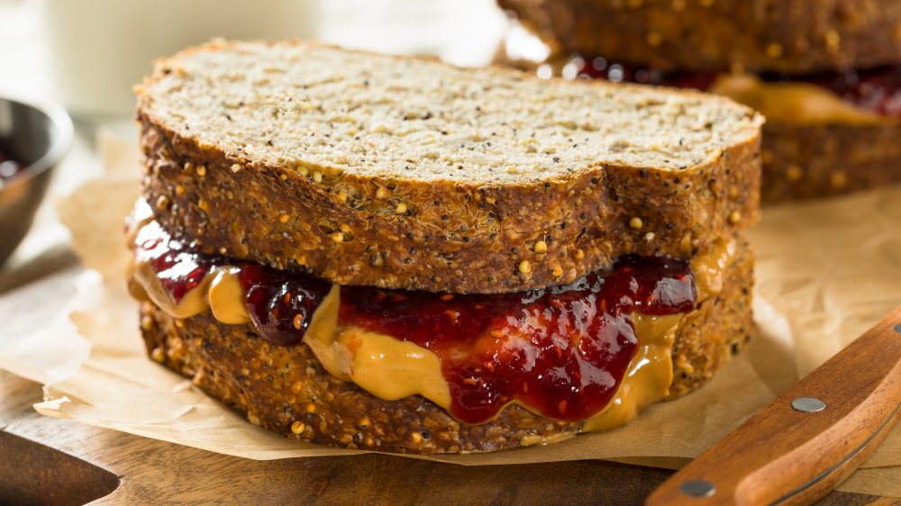 A gourmet peanut butter and jelly sandwich