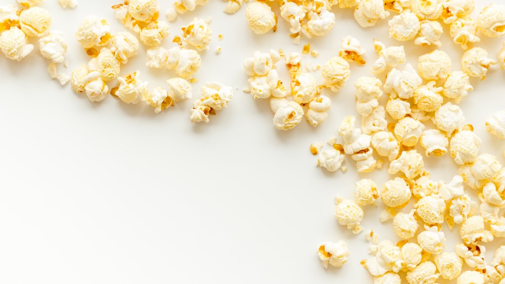 Popcorn against a white background