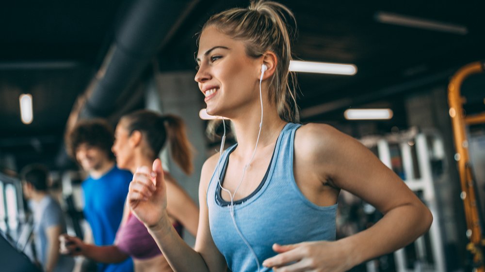 Woman running on treadmill