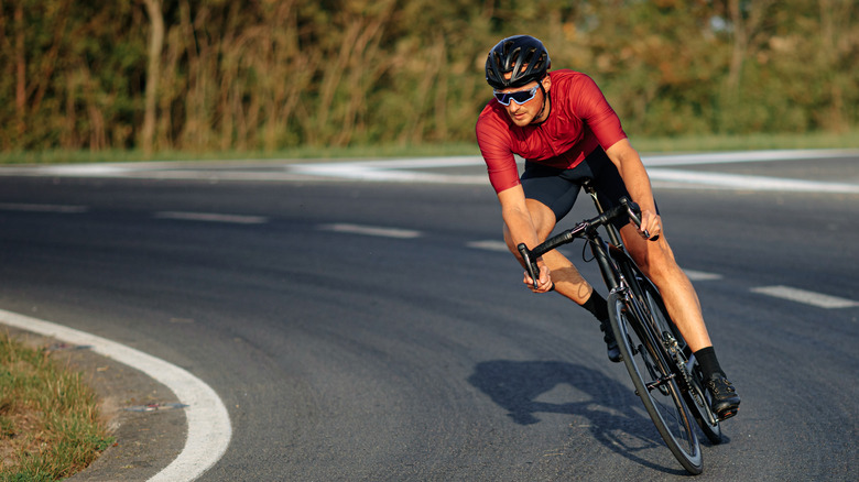 Man cycling on a road