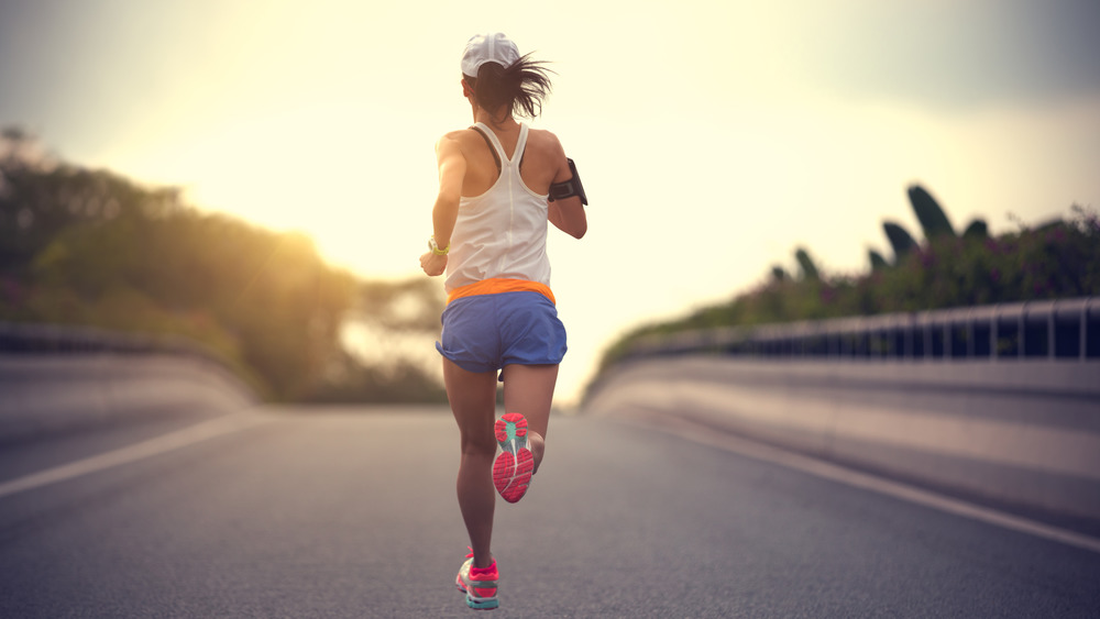 Woman running outside 