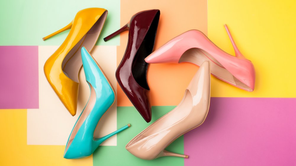 High heels on a colorful background