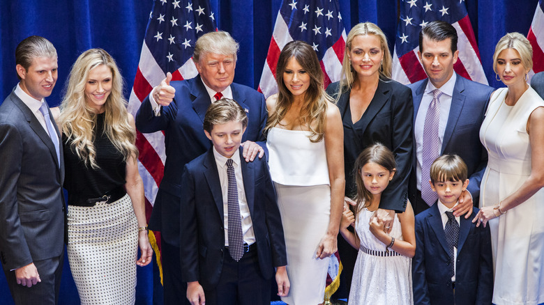 The Trump family standing onstage