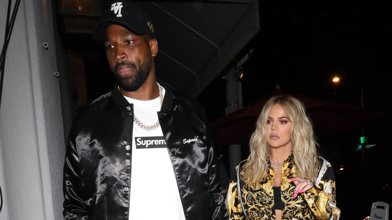 Tristan Thompson and Khloé Kardashian walking