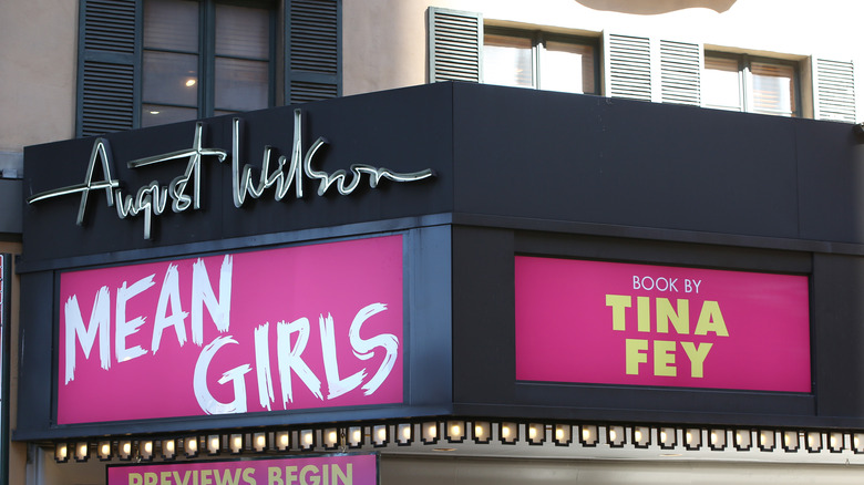 mean girls show marquee in pink