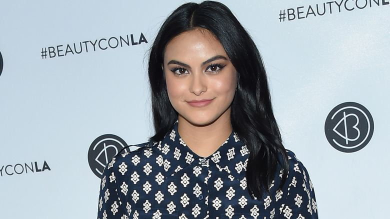 Camila Mendes in a bold Veronia Lodge-like print