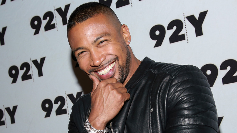 Charles Michael Davis wearing leather