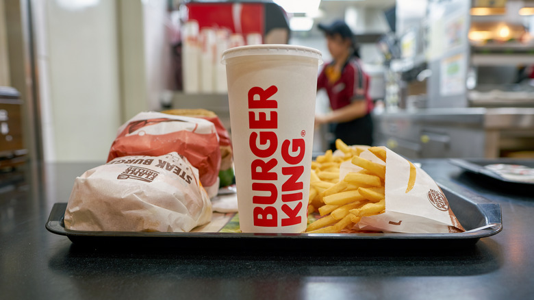 burger king meal on tray