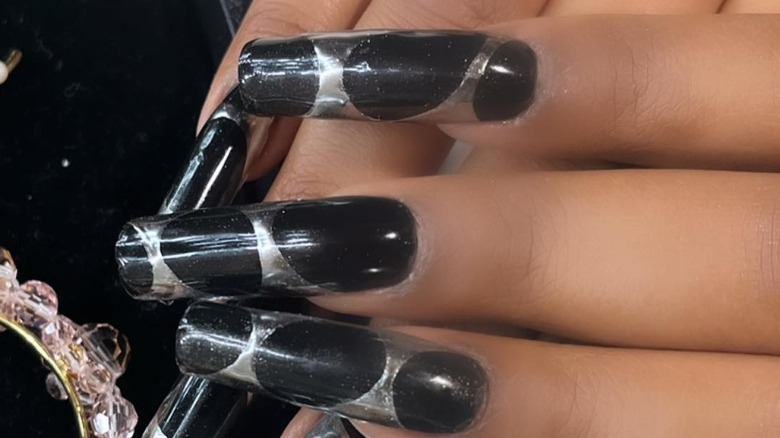 Lizzo black chrome effect manicure