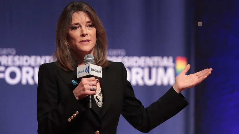 Marianne Williamson speaking at an event