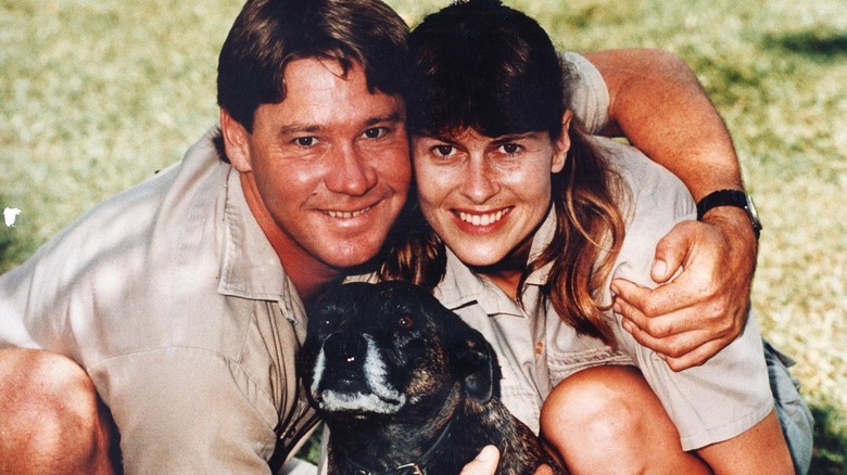 Terri and Steve with a dog