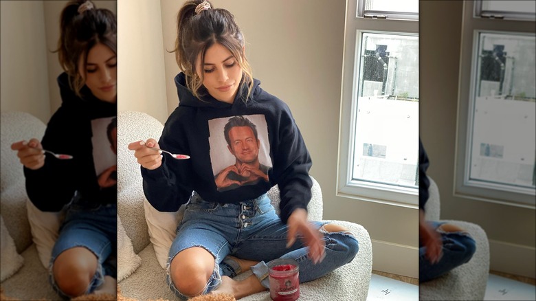 Briana Brancato wearing a Matthew Perry tshirt