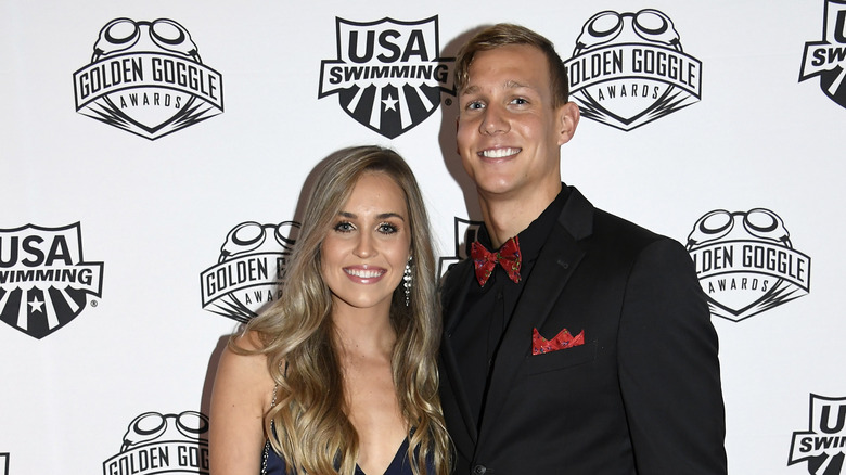 Meghan Dressel and husband Caeleb Dressel at the Golden Goggle Awards