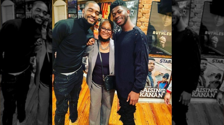 J.R. and Lil Nas X posing with their grandma