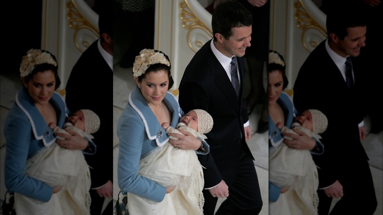 Prince Christian with parents at christening