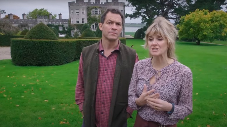 Dominic West and Catherine FitzGerald outside Glin Castle