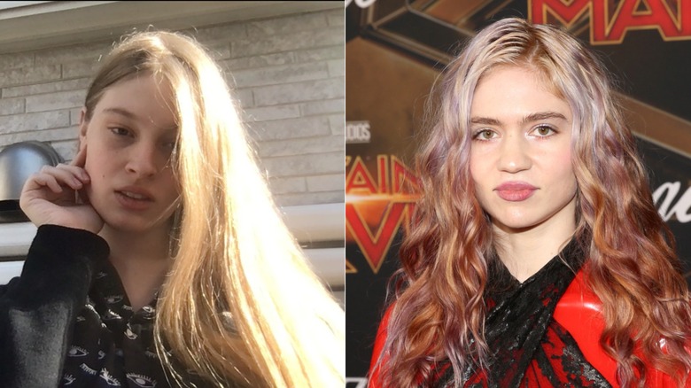 Vivian Jenna Wilson in black dress with arms out and hair down. Grimes in a black and white gown with face mask and sword