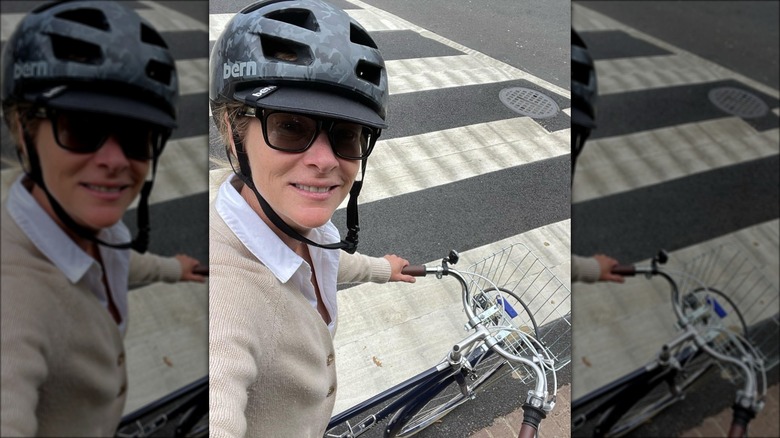 Kathleen Buhle on a bike