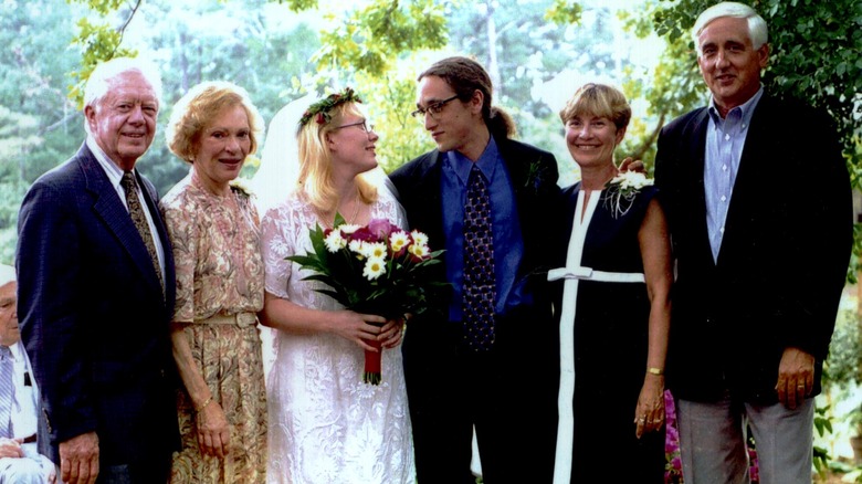 Jimmy Carter, Rosalynn Carter, Amy Carter, James Wentzel, Abraham L Wentzel and Frances Wentzel in at Amy and James' wedding, 1996