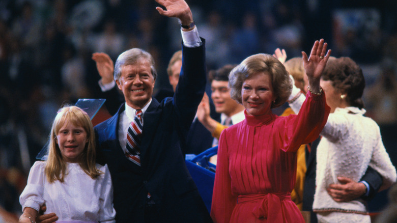 Amy Carter, Jimmy Carter and Rosalynn Carter at the 1980 Democratic National Convention