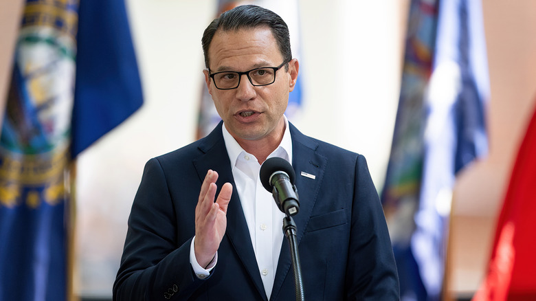 Josh Shapiro speaking at a podium