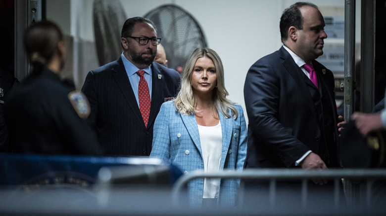 Karoline Leavitt outside a courthouse